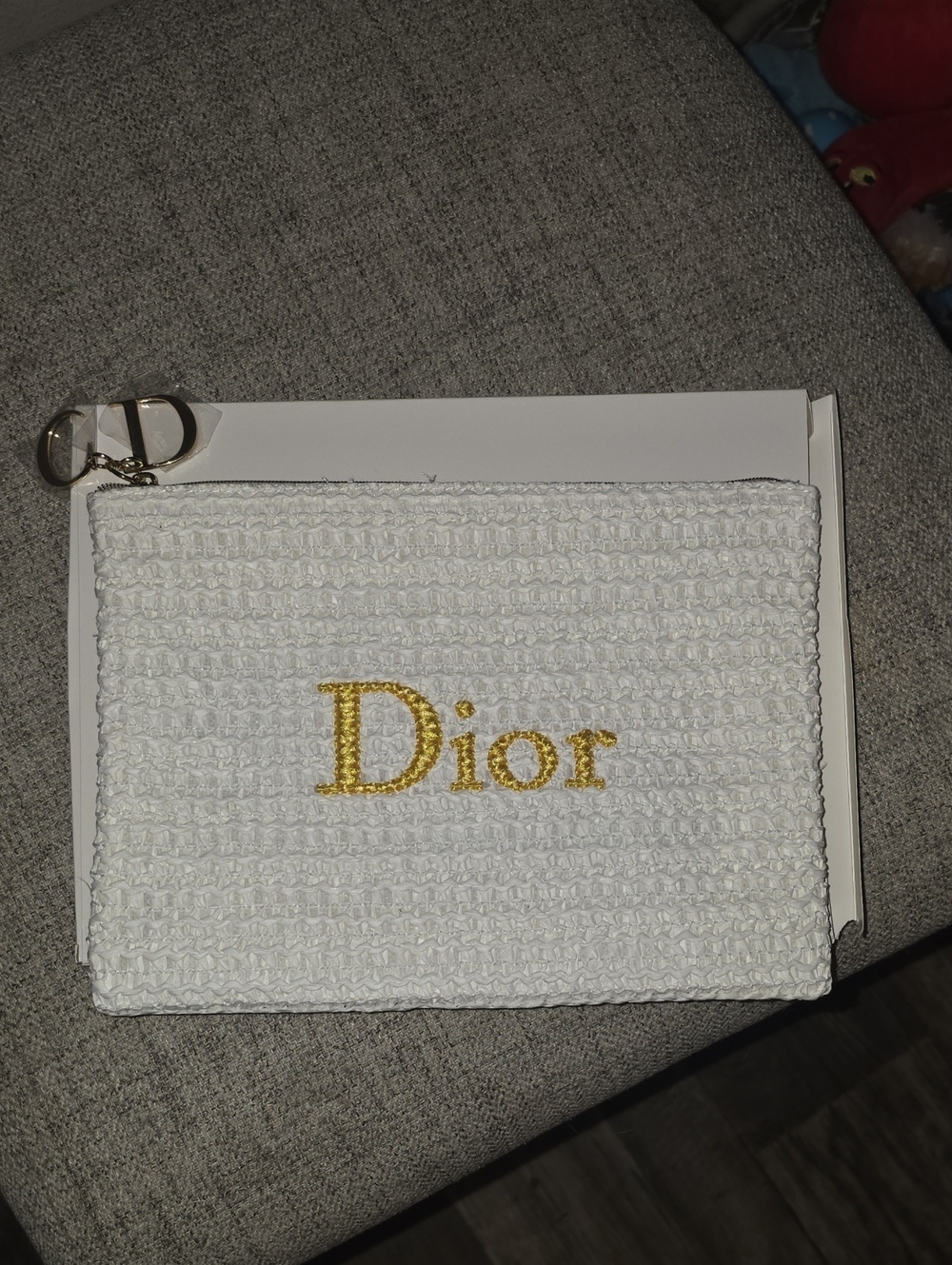 NEW Dior Beauty Line Woven Clutch with Gold Logo & CD Charm!